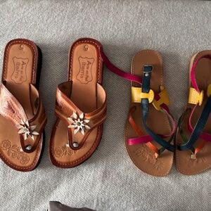 Funky Mexican leather sandals, size 8